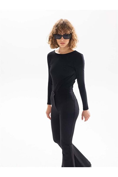 RİVUS Snap Fastener Body with Back Thread Crossover Detail - Black