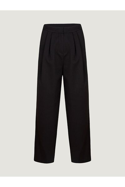 RİVUS Black Draped Pleated Stylish Trousers