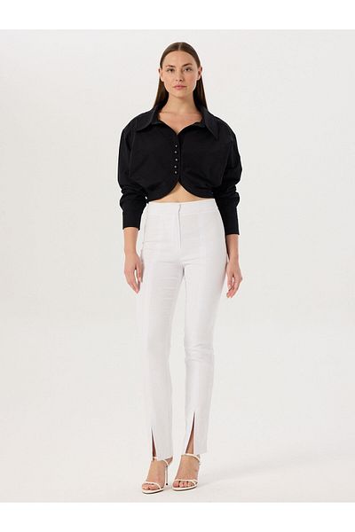 RİVUS Black Kotonsan Oversize Shirt - Pearl Button