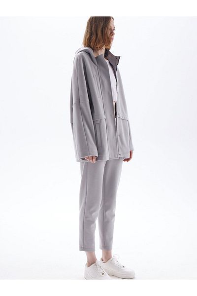 RİVUS Knitted Fabric Trousers with Elastic Front and Back Corsage - Gray