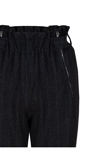 RİVUS Elastic Waist Zipper and Snap Detailed Pipe Leg Woven Trousers-Anthracite