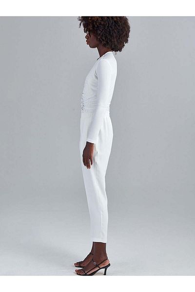 RİVUS Front Corset and Elastic Back Trousers - Ecru