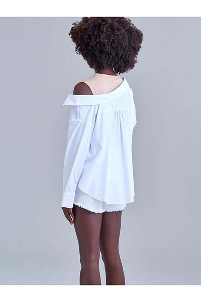 RİVUS Knitted Athlete Garnished Cotton Shirt - Ecru