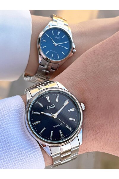 Q&Q 3 Atm Lover Couples Special Steel Band Combination Wrist Watch - Ec.Byn042.L