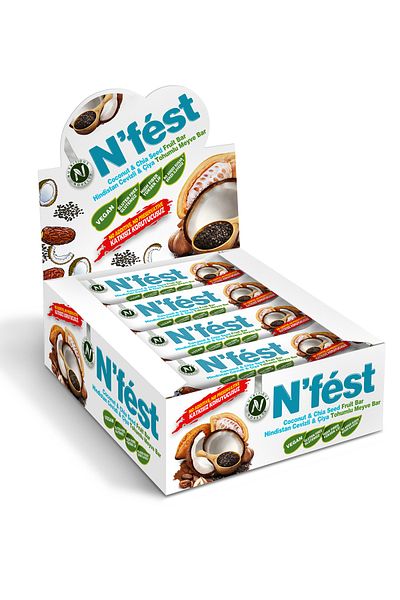 Nfest بار فواكه مع جوز الهند وبذور الشيا - 40 جرام × 12 قطعة