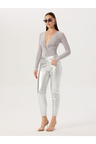 RİVUS Gray Iconic Body - Long Sleeve with Twist Detail on the Front