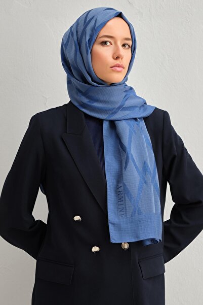 Armine Lyocell Şal - Zikzak Desen - ALY1 - 1113-16 - Mavi