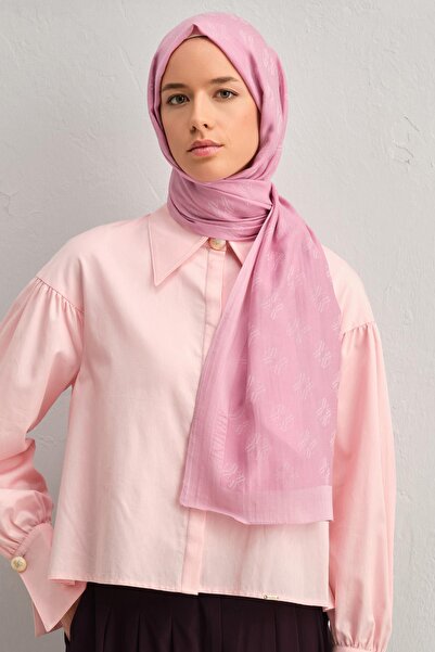 Armine Tensel-İpek Şal - Minimal Monogram Desen - ATN1 - 32110 - Pembe