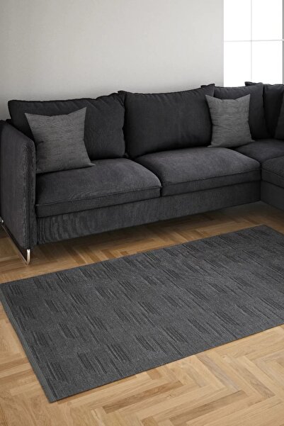 farbateks Antrasit Koyu Gri Renkli Makinada Yıkana Bilir Şönil Kilim Kaymaz Taban Makina Halısı