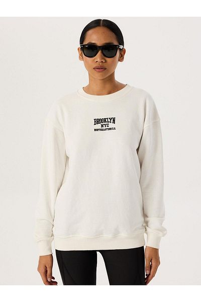 RİVUS Hanorac oversize brodat alb