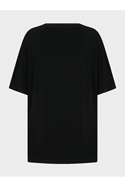 RİVUS Black Viscose Oversize T-Shirt