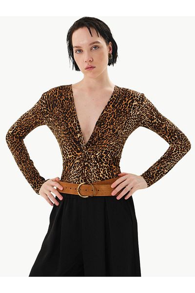 RİVUS Μακρυμάνικο Leopard Body με στριφτό μπροστινό μέρος