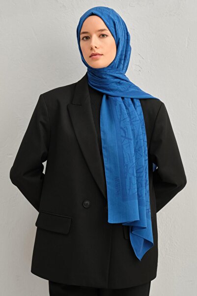 Armine Șal din Tencel și Mătase - Model Caligrafic - ATN3 - 32115 - Albastru ...