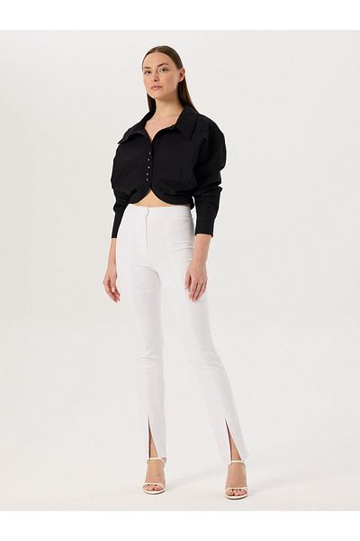 RİVUS Pantaloni albi skinny - picior cu fante
