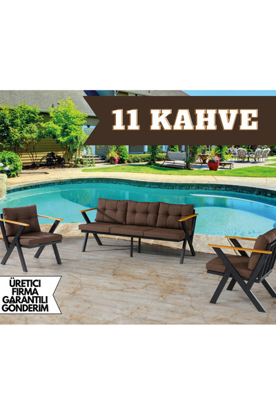 Dekoroom's Zeta 3 1 1 Pofuduk Balkon Takımı, Bahçe Mobilyası, Çay Seti, Kafe ...