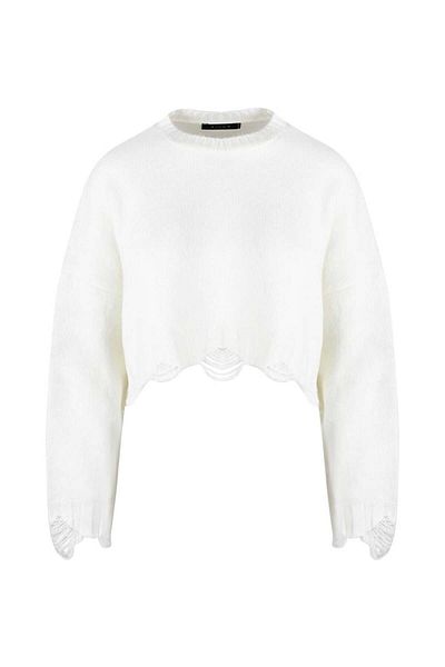 RİVUS Ripped Detailed Oversize Crop Knitwear