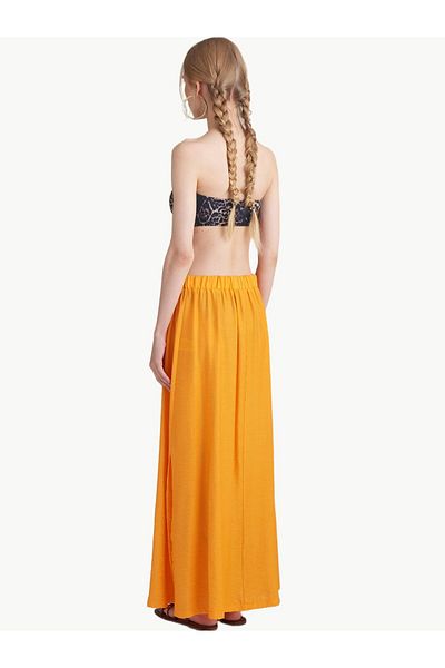 RİVUS Yellow Midi Skirt - Slit and Relaxed Fit