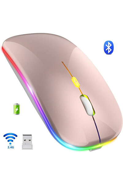 RabbitTech LED IŞIKLI ŞARJLI MOUSE 2.4GHZ USB WİRELESS VE BLUETOOTH LU SESSİZ İOS ANDROİD TELEFON TABLET PC TV