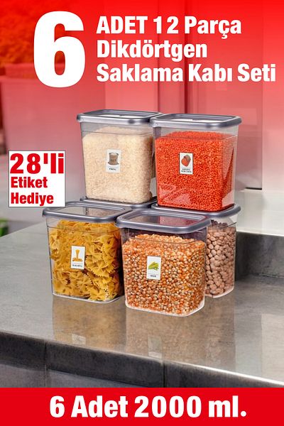 welcomein 2000 Ml. 6-Piece 12-Piece Food Rack Storage Set with Leak-Proof Cover