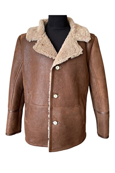 asus deri Genuine Sheep Fur Brown Men's Coat - Dean