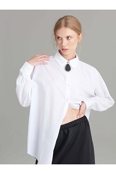 RİVUS Oversıze Düşük Omuz Gömlek - Beyaz