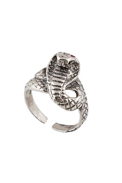RİVUS Red Eye Snake Head Ring - Silver