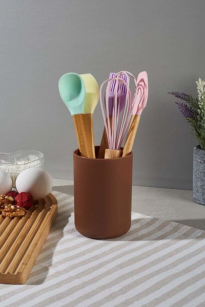 Perotti Chocky 5-Piece Silicone Kitchen Set with Stand and Bowl