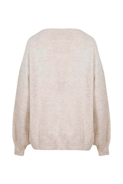 RİVUS V Yaka Oversize Tricot - Vizon