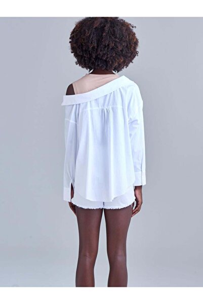 RİVUS Knitted Athlete Garnished Cotton Shirt - Ecru