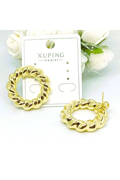 XUPING JEWELRY Kadın Vıp Xupıng 14k Kaplama Halka Burgu Çelik Küpe
