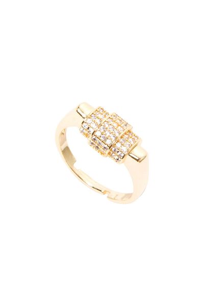RİVUS Gold Colored Crystal Stone Ring