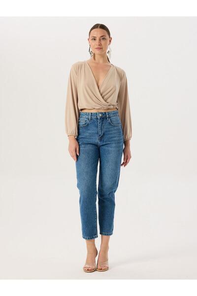 RİVUS Double Breasted Closure Blouse - Beige