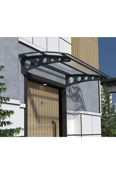 Şentürk Metal Taşıyıcılı Kapı Üstü Pratik Sundurma Antrasit - Şeffaf Levha 160 x 100 Md1