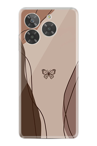 General Mobile Era 30 Kılıf HD Resim Baskılı Kahve Kelebek StKd -038
