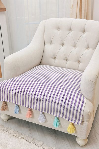 Aisha's Design Colorful Tufted Purple Striped Single Sofa Cover 75X90Cm,Ko-20T