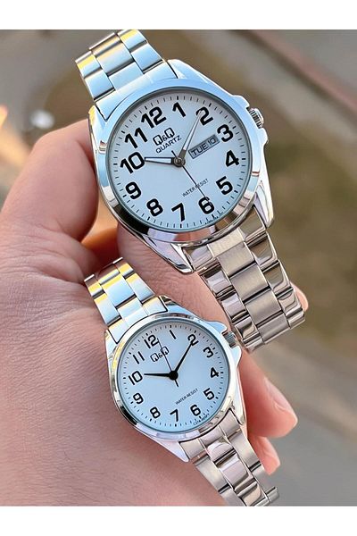 Q&Q 3 Atm Lover Couples Special Steel Band Combination Wrist Watch - Ec.Byn044.S