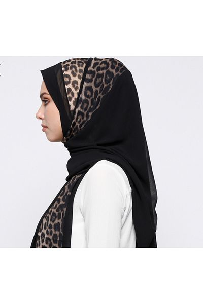 Differenza Leopard Waterway Chiffon Shawl - Μαύρο