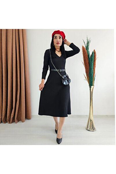 Altı Üstü Butik Kompletna Sa likrom Kaiš komadna haljina sa dugim rukavima