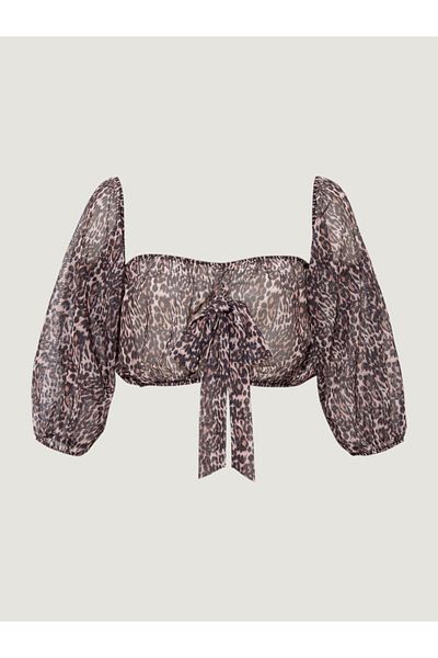 RİVUS Λεοπάρ Λειτουργική Crop Μπλούζα - Off Shoulder