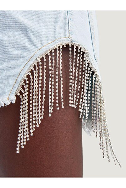 RİVUS Aksesuar Detaylı Mini Jean Şort - İndigo