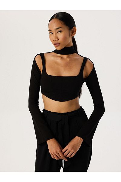 RİVUS Black Blouse - Cut Out Detail