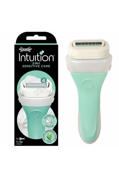 Wilkinson Sword سكين حلاقة للنساء من Intuition 2in1 Sensitive Care بمقبض واحد وسكين واحد