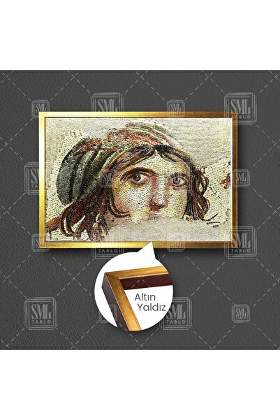 SML TABLO Zeugma Çingene Kızı Mozaik Nizip Türkiye Çerçeveli Yatay Kanvas Tablo