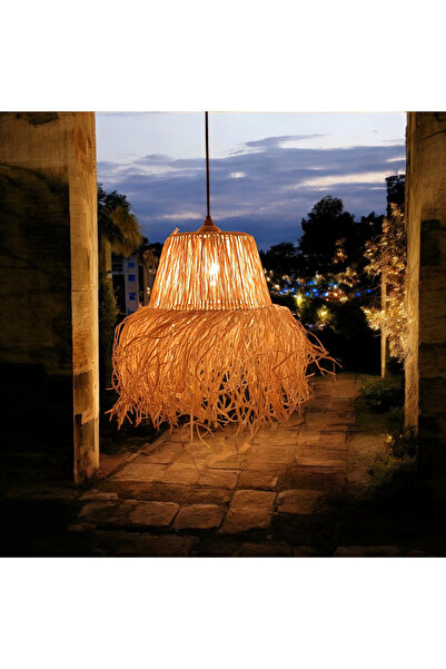 My Family Doğal Rafya Avize – 30 Cm Dekoratif El Yapımı Aydınlatma