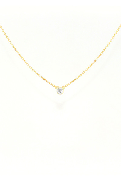 OJ Own Jewelry Tek Taş Minimal Kolye 14 Ayar Altın Kaplama 925 Ayar Gümüş