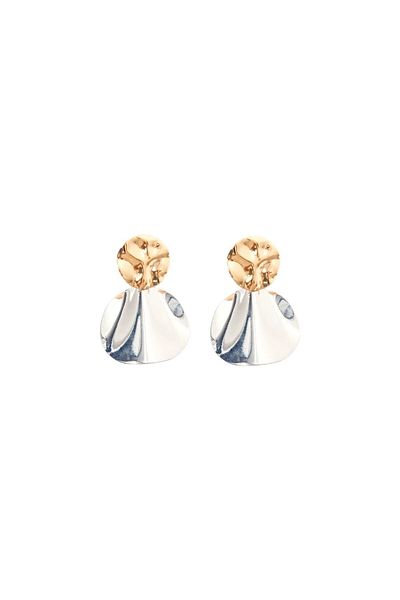 RİVUS Double Color Twisted Earrings - Silver/Gold