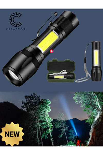 CREACTOR Araç yardım flaşörlü USB fonksiyonlu el feneri