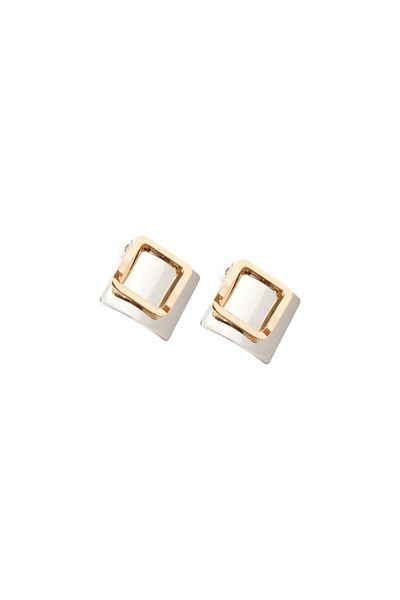 RİVUS Silver Geometric Cut Two-Color Earrings