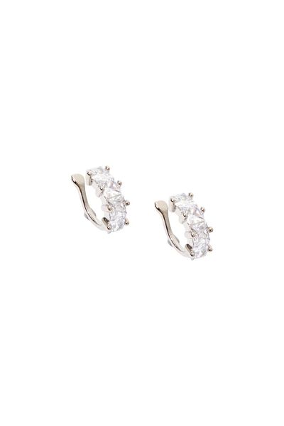 RİVUS Square Cut Crystal Stone Earcuff - Silver