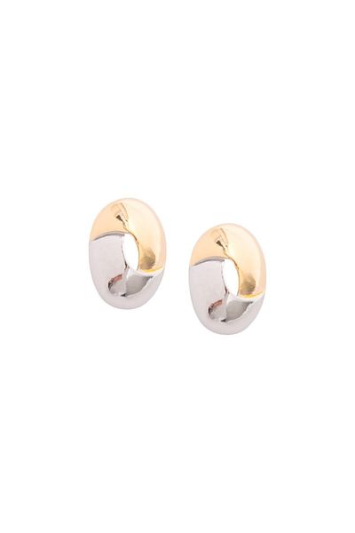 RİVUS Color Curved Double Earrings - Silver/Gold